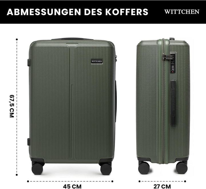 WITTCHEN Stripes Line Mittelgrosser Koffer 67,5 x 45 x 27 cm (L) | Hartschale Reisekoffer ABS, 65 l,