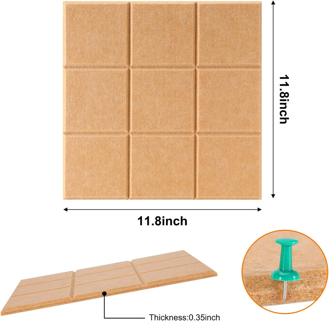 Uoisaiko Grosse Filz Pinnwand Selbstklebend mit 30 Pinnnadeln, 6 Stück 30x30cm Filzboard Memotafeln