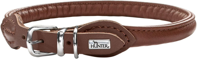 HUNTER Round & Soft Hundehalsband, Leder, Nappa, rundgenäht, weich, 45 (S-M), braun 45 (S-M) braun,