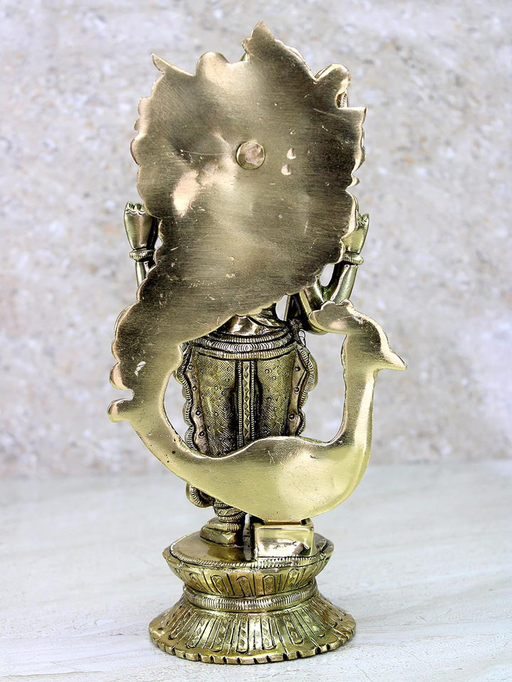 eSplanade Skulptur Lord Karthikeya Karthik Subramanya Murugan Murti Idol aus Messing, Höhe 24,8 cm