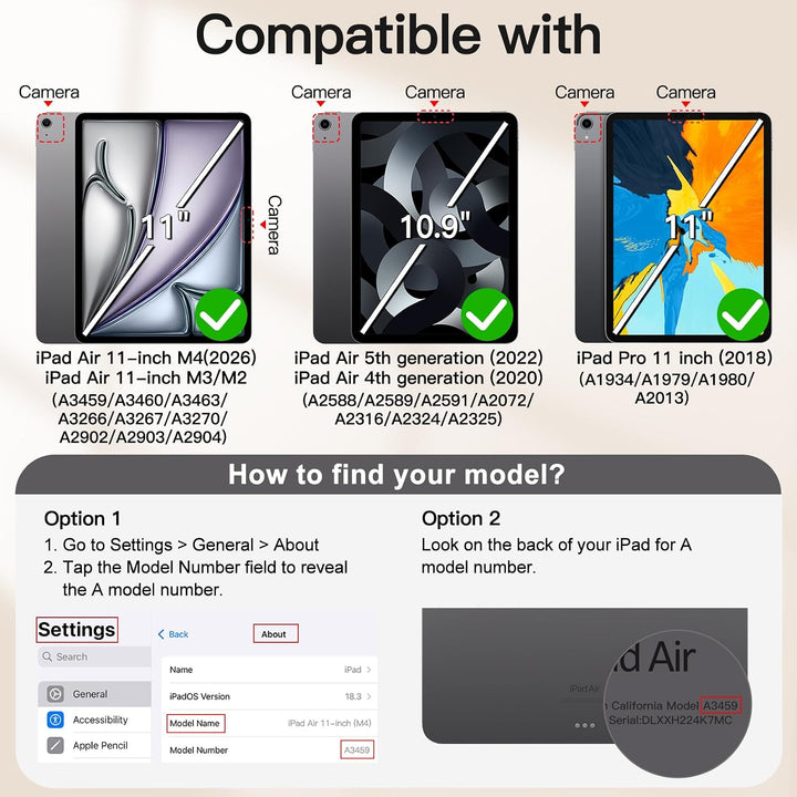 JETech Magnetisch Hülle für iPad Air 11 Zoll M2 (2024), iPad Air 5/4 (10,9-Zoll, Modell 2022/2020, 5