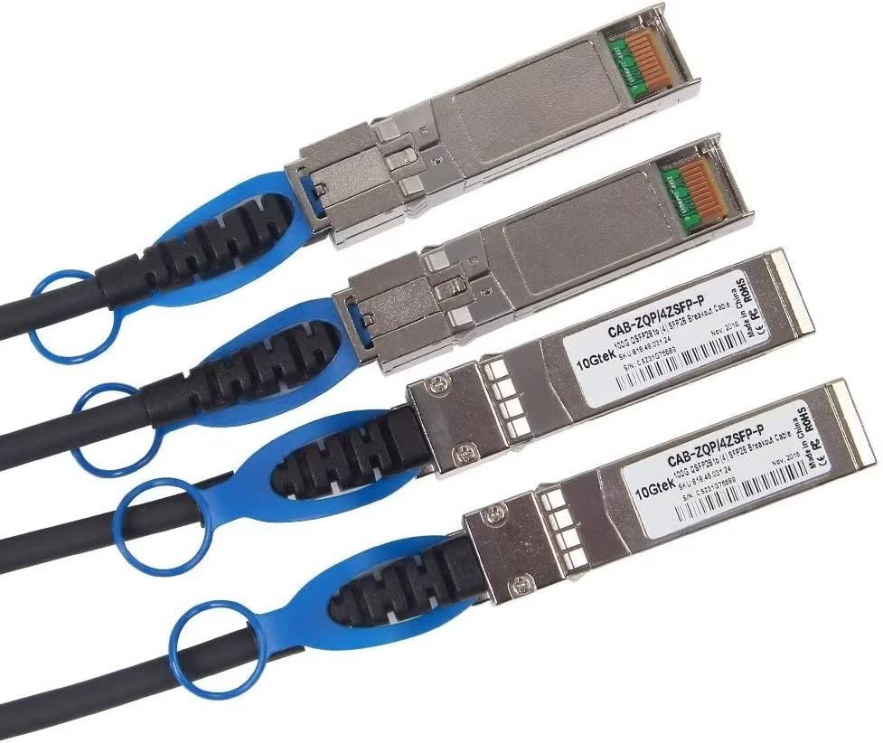 10Gtek 100G QSFP28 to 4X 25G SFP28 Breakout DAC Passive Direct Attach Copper Twinax Cable for Cisco