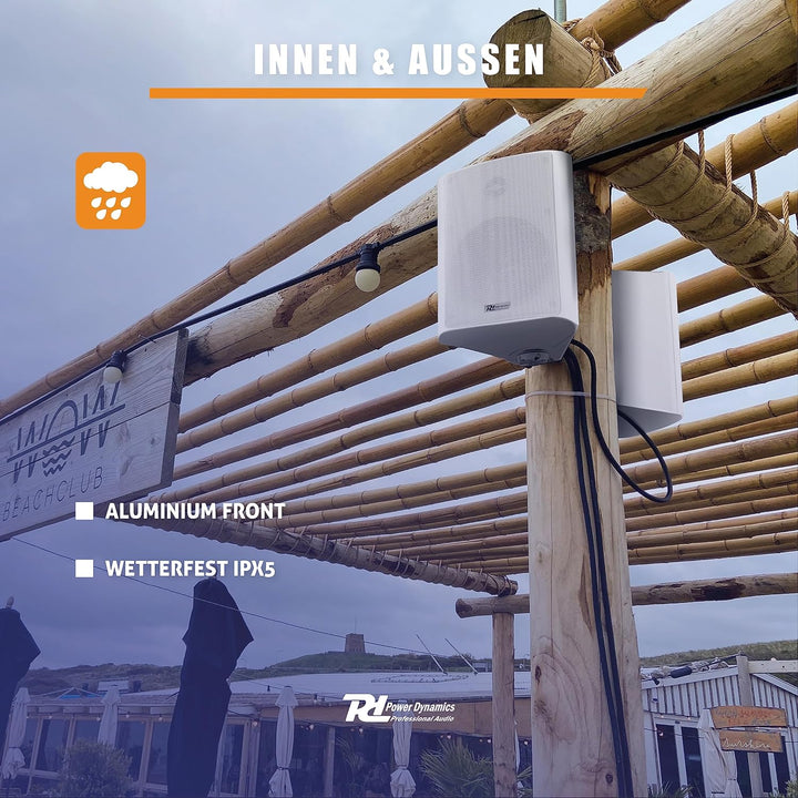 Power Dynamics BC50V Lautsprecher Set 120 Watt, 100 Volt, 8 Ohm Innen- und Aussenlautsprecher, Lauts