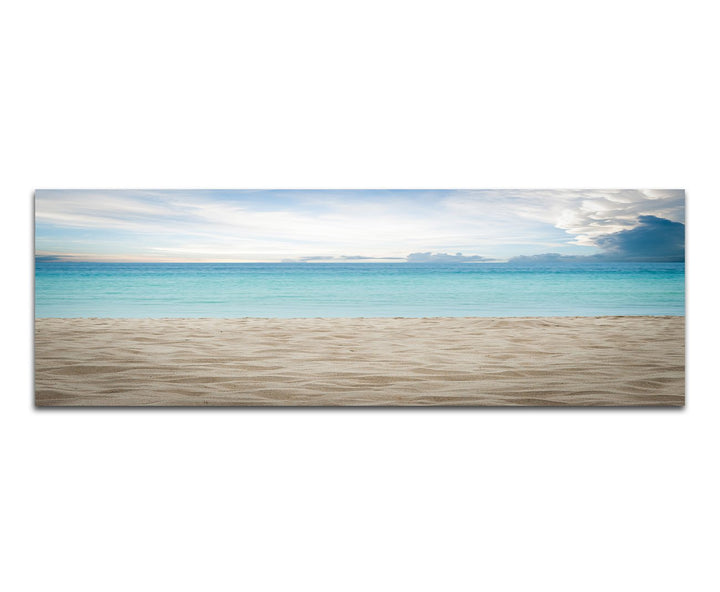 Paul Sinus Art Panoramabild auf Leinwand und Keilrahmen 120x40cm Thailand Strand Meer Wolkenschleier