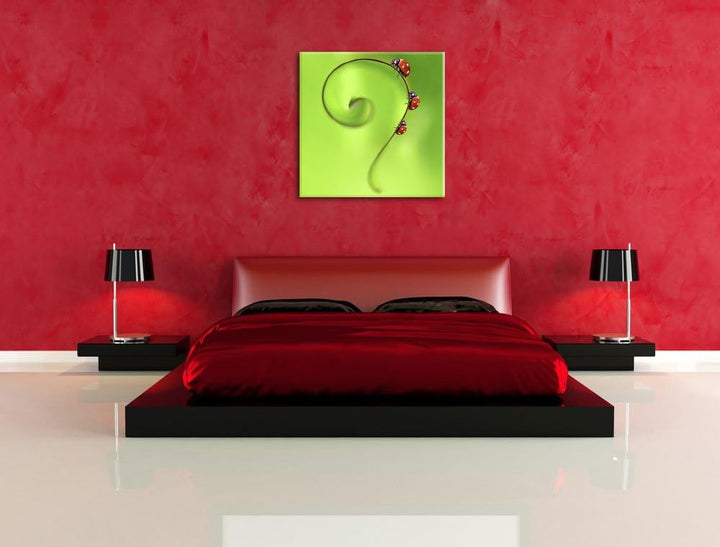 Pixxprint Marienkäfer Folgen dem Fragezeichen, Format: 70x70 auf Leinwand, 70x70