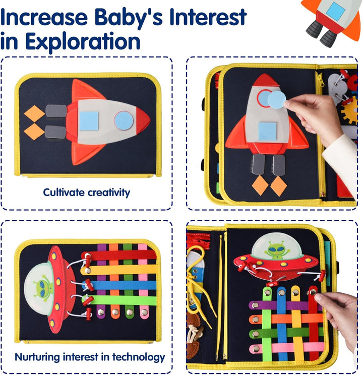 Montessori Busy Board ab 1 Jahr, 4-Schichten Activity Board für Kleinkinder Baby ab 1 2 3 4 Jahre mi