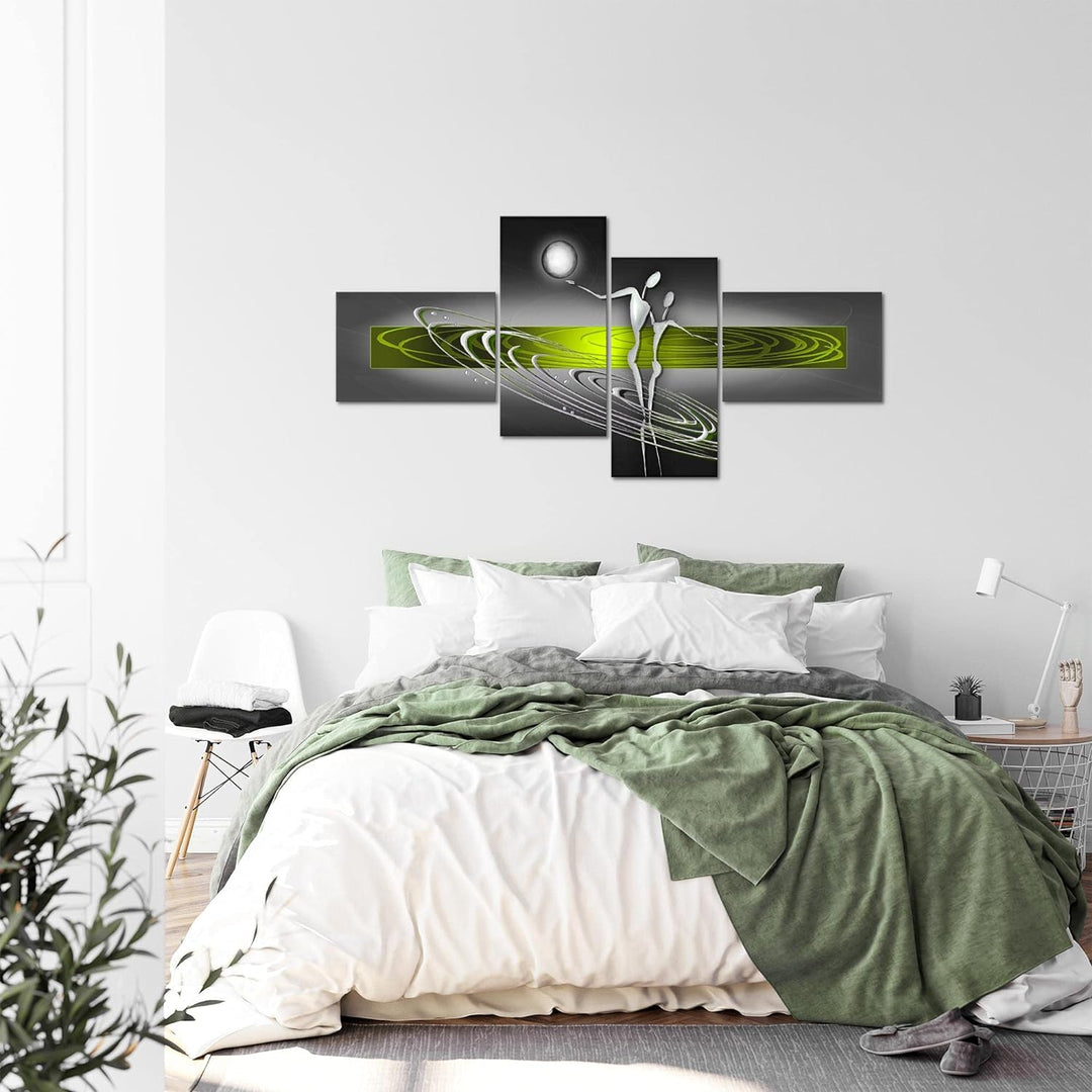 Runa Art Bild XXL 4 Teilig Abstrakt Figuren 200 x 100 cm Kunstdruck auf Vlies Leinwand Wanddeko Wohn