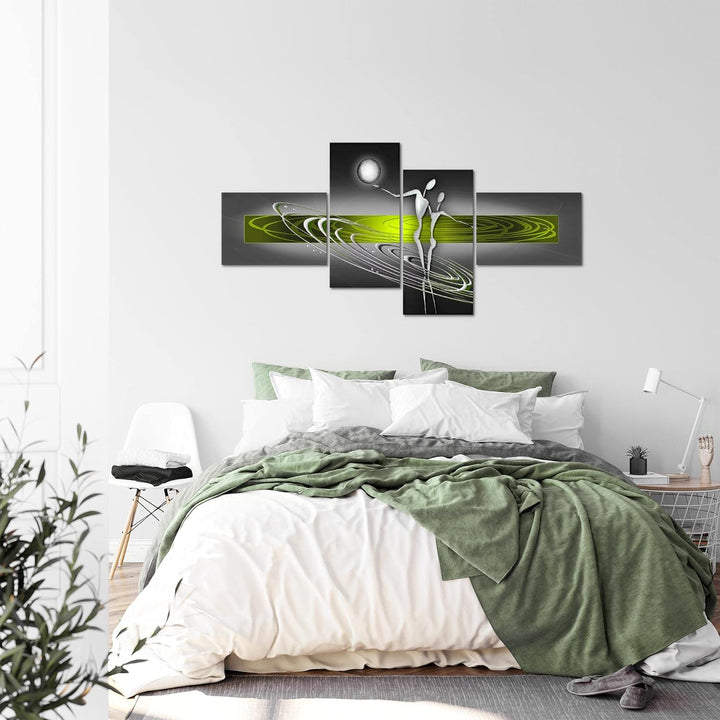 Runa Art Bild XXL 4 Teilig Abstrakt Figuren 200 x 100 cm Kunstdruck auf Vlies Leinwand Wanddeko Wohn