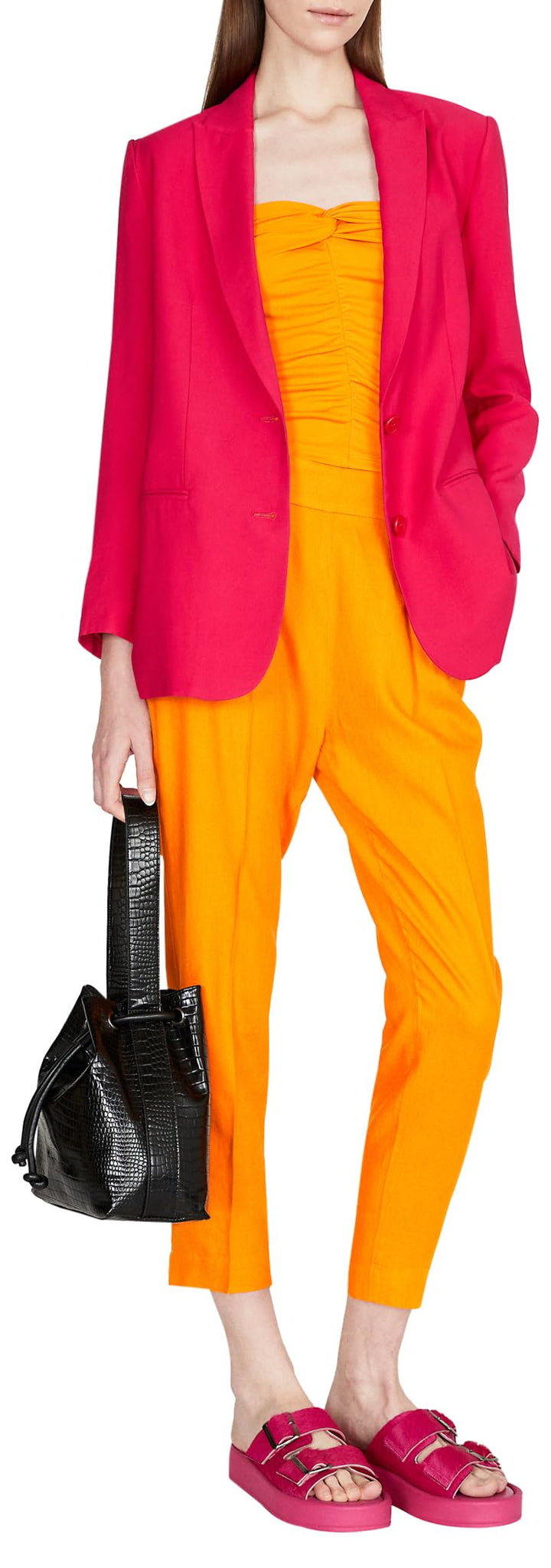 Sisley Womens Trousers 484QLF00S Pants, Orange 3Z9, 42