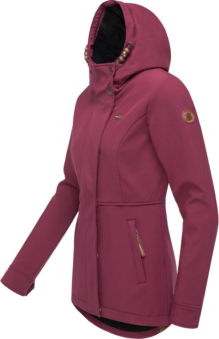 Ragwear Damen Sotfshelljacke Übergangsjacke mit Teddyfleece-Kapuze Yba Intl XS-6XL XS Wine25, XS Win