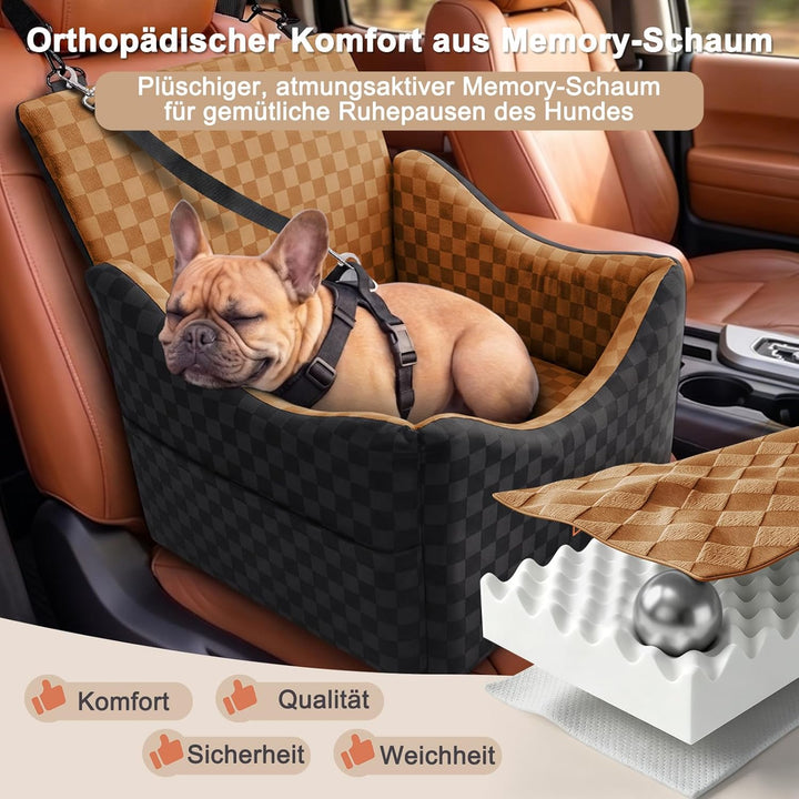 JOEJOY Hunde Autositz für kleine bis mittlere Hunde,Waschbarer Ansteckbare Leine verdickter Memory-S