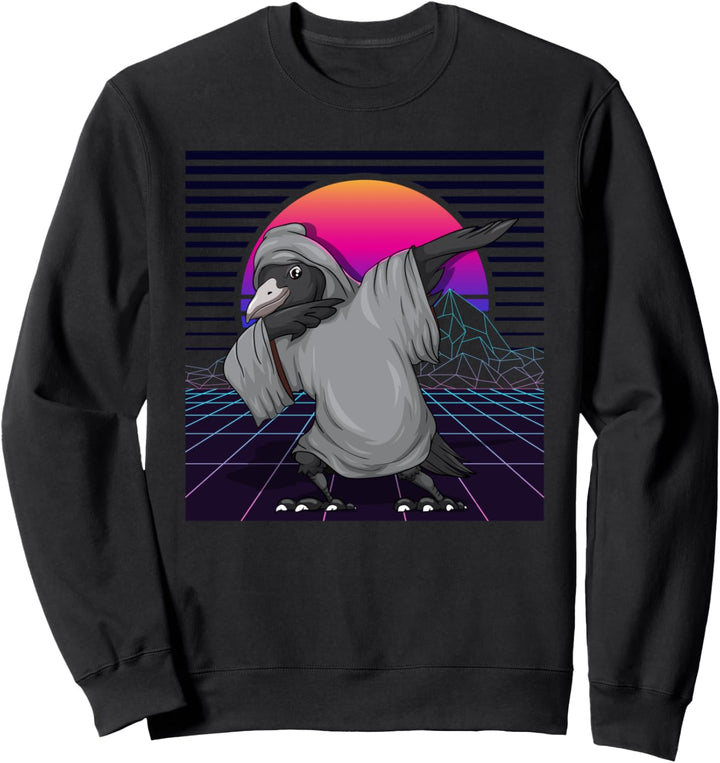Rabe Retro Synthwave Dabbing Black Krähe Sweatshirt
