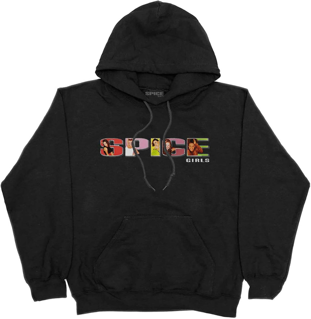 The Spice Girls Kapuzenpullover Spice Band Logo Nue offiziell Herren Schwarz, S Schwarz