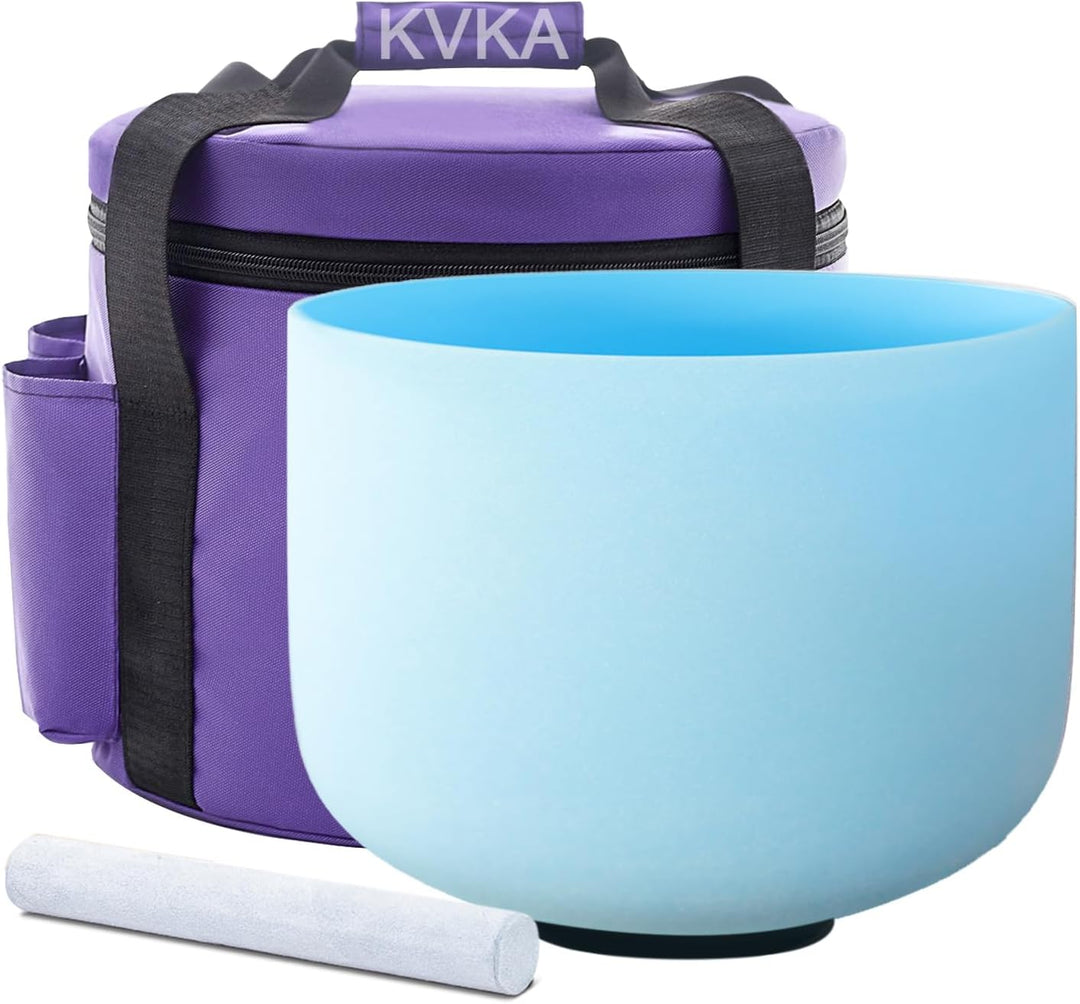 KVKA 25cm Klangschalen, 432Hz G note 10 inch Blau Chakra Sound Healing Klangschale für Meditation St