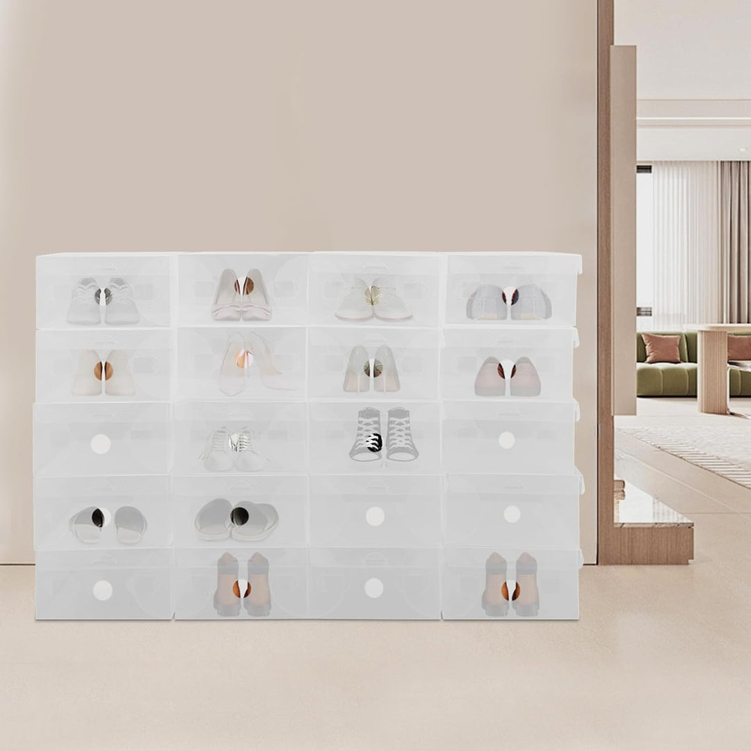 20 Stück Schuhboxen Faltbare Organizer Transparent Schuhablage Box Aufbewahrungsbox Kunststoffbox Pl