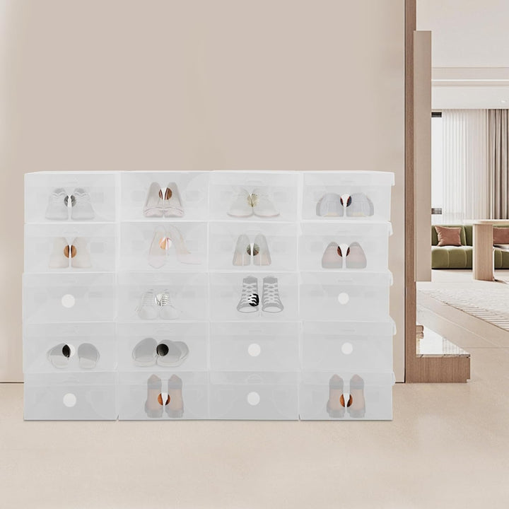 20 Stück Schuhboxen Faltbare Organizer Transparent Schuhablage Box Aufbewahrungsbox Kunststoffbox Pl
