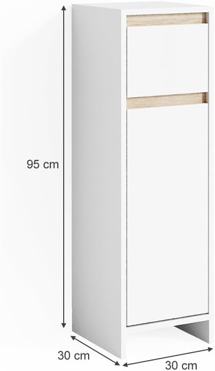 Vicco Midischrank Emma, Weiss/Sonoma, 30 x 95 cm Midi-Schrank, Midi-Schrank