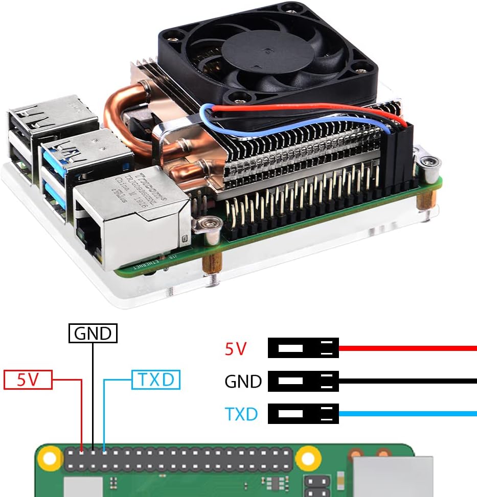 GeeekPi Raspberry Pi Kühlventilator, ultradünner ICE Tower Kühler, PWM Kühler mit Kühlkörper für Ras