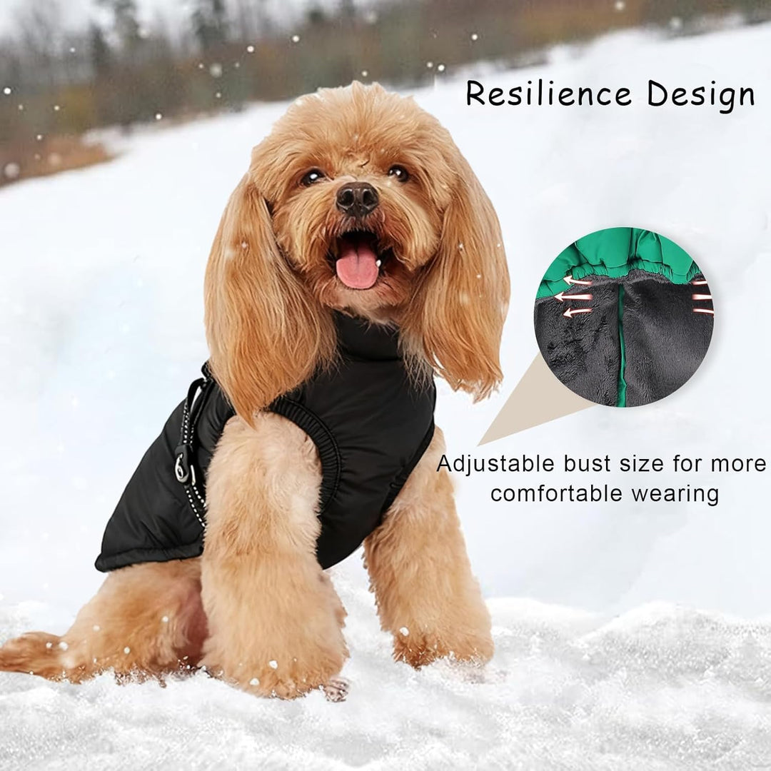 Hundemantel Winter mit Geschirr Einstellbar, ZoneYan Wasserdicht & Warm Hundemantel für Kleine Hunde