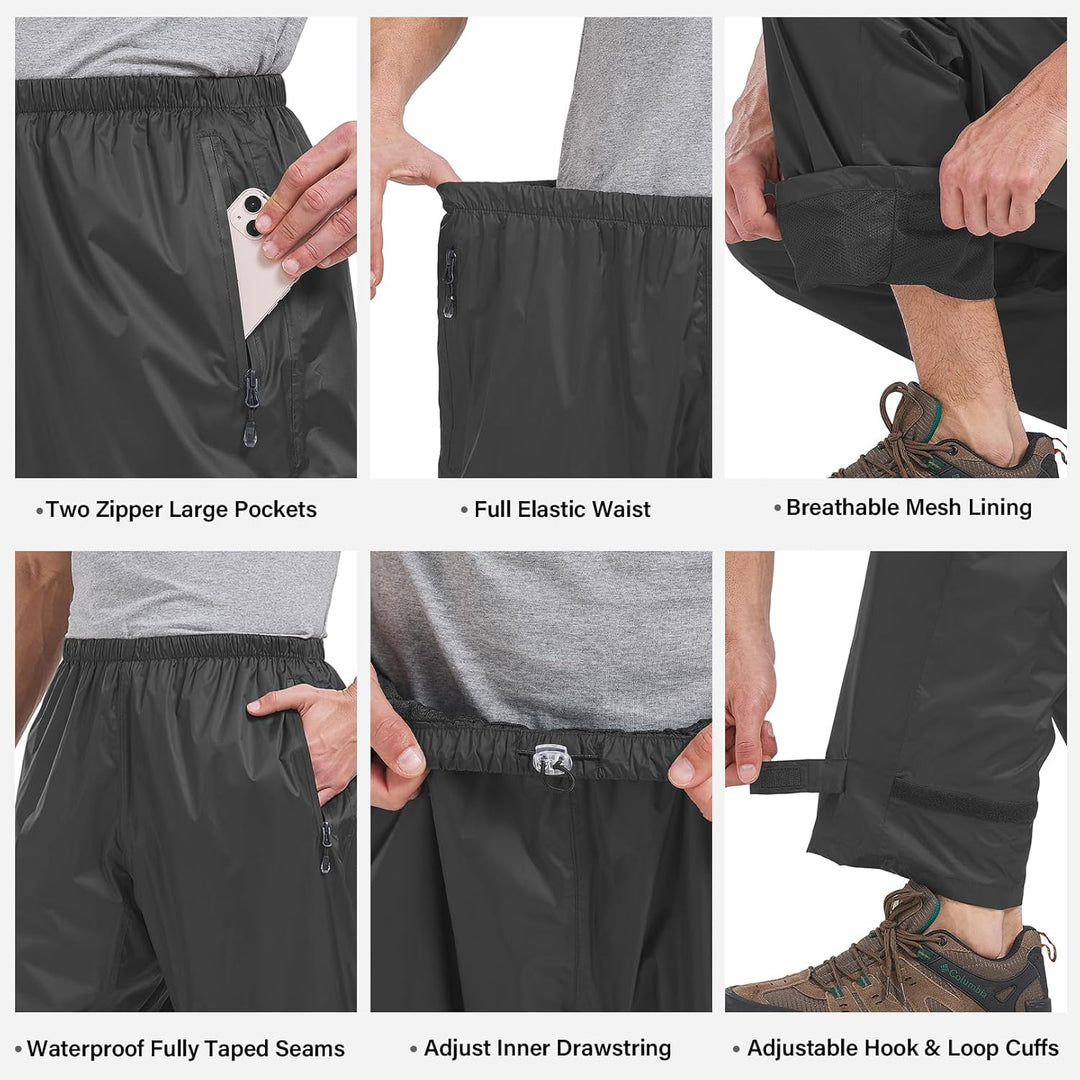 Asfixiado Regenhose Herren Fahrrad Leichte wasserdichte Winddichte Outdoorhose zum Wandern Camping T
