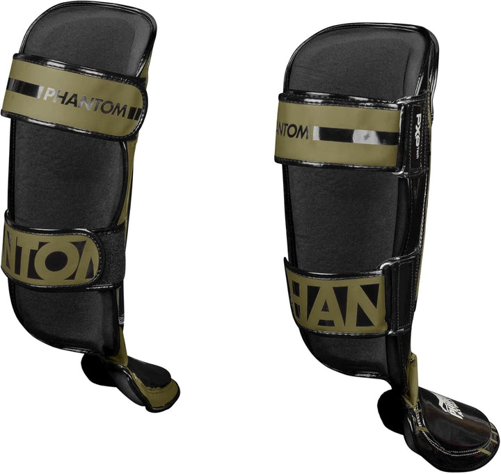 Phantom Schienbeinschoner mit Spannschutz, Kampfsport, MMA, Kickboxen, Muay Thai APEX Hybrid - Army
