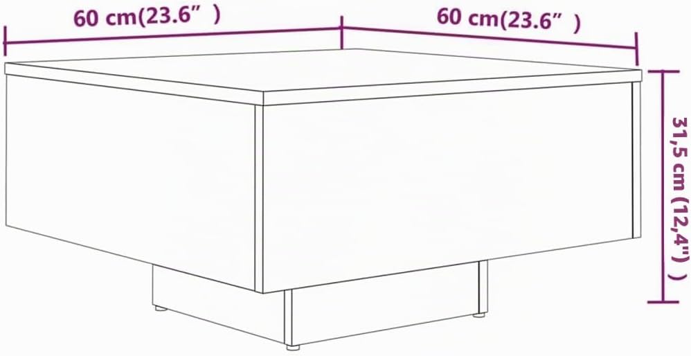 FIRBNUS 60x60x31,5 cm Quadratischer Tisch Wohnzimmertisch Kaffeetisch Couchtisch Modern Stilvollen W