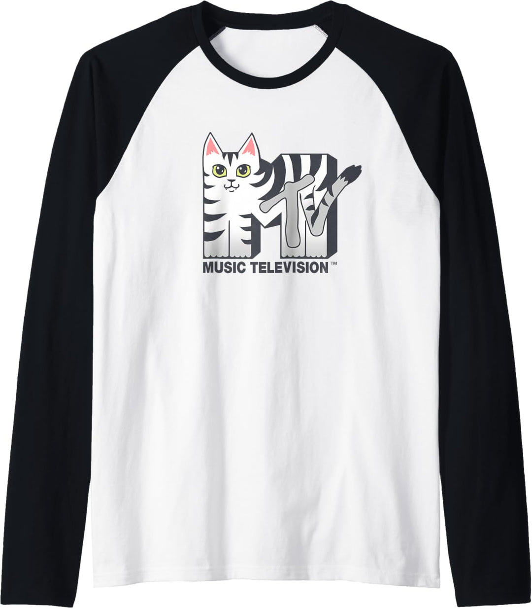 MTV Logo Striped Cat Raglan