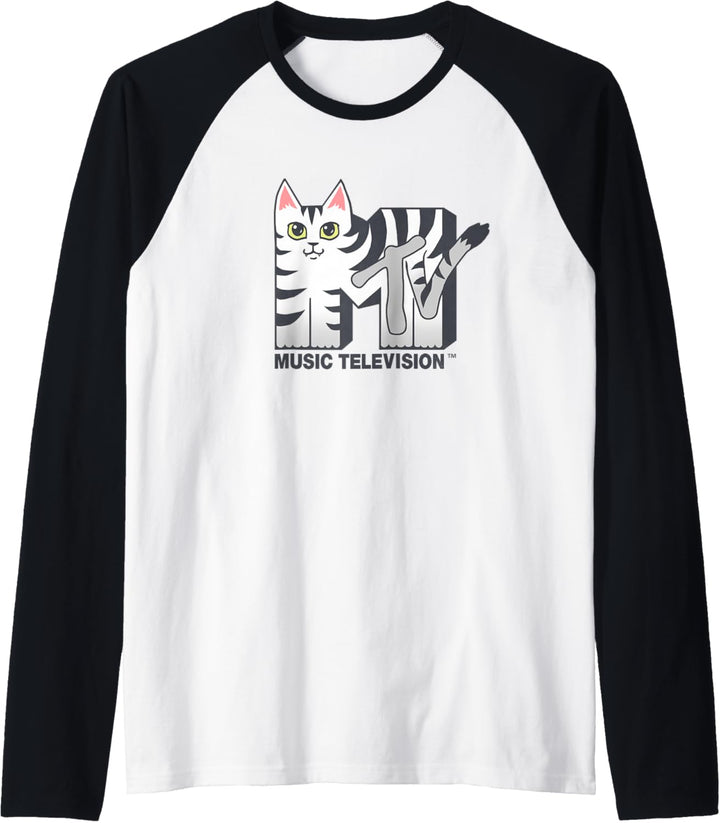MTV Logo Striped Cat Raglan