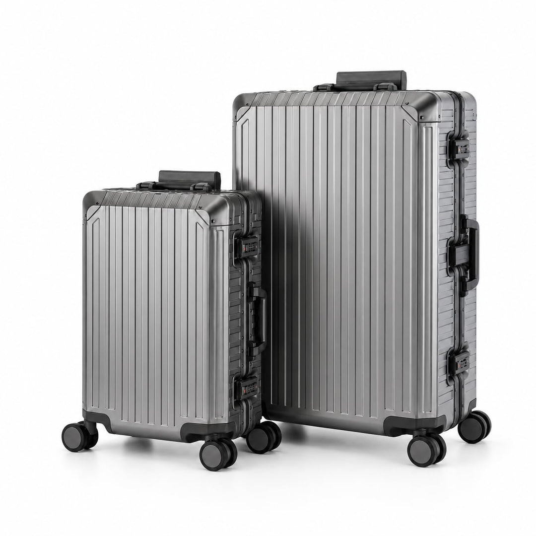 Travelhouse 100% Aluminium Koffer Reisegepäck Tokyo, mit TSA und 4 Rollen, Vol. S-41.5L + XL-110L Gr