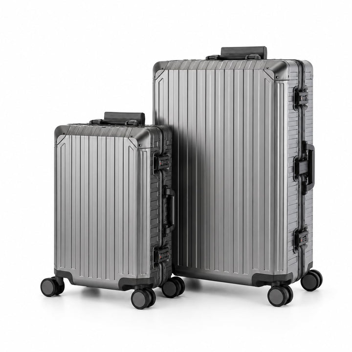Travelhouse 100% Aluminium Koffer Reisegepäck Tokyo, mit TSA und 4 Rollen, Vol. S-41.5L + XL-110L Gr