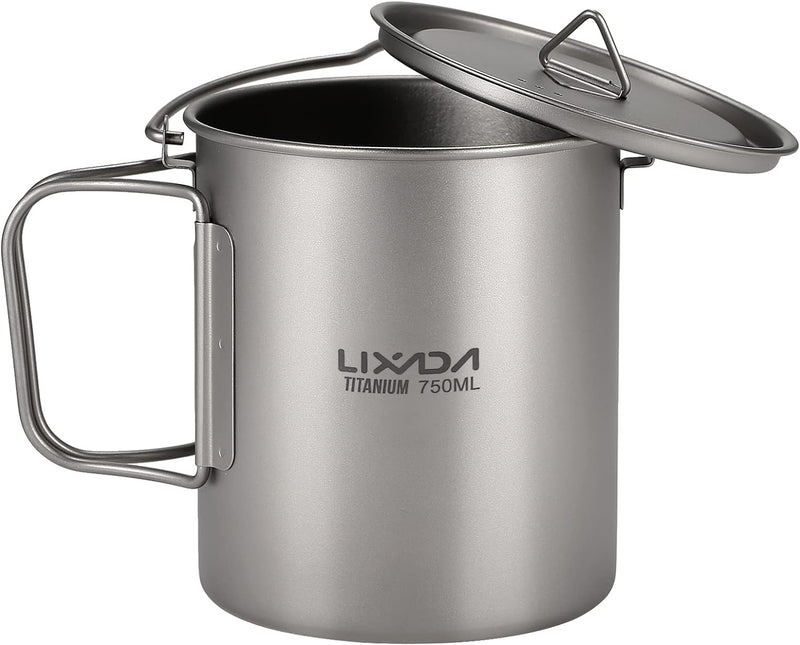 Lixada Titanium Cup Topf, Ultraleicht, tragbar, zum Aufhängen, mit Deckel und Griff, faltbar, für Ca