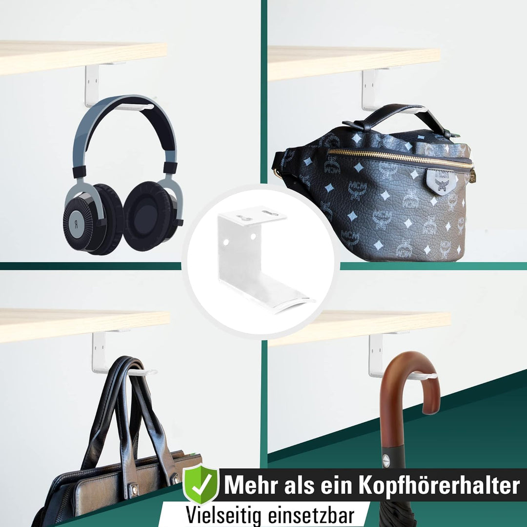 Fidelamo® Kabelkanal Schreibtisch [2 Stück] inkl. Zubehör + Kopfhörerhalter [1 Stück] - Komplettset