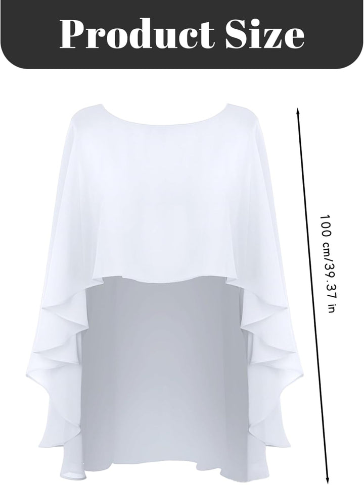 Gcroet Chiffon-Umhang für Damen, transparenter Poncho-Schal zum Überziehen für Abendkleider, Hochzei