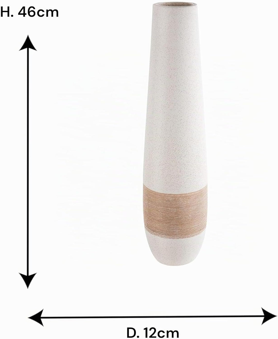Gilde Deko grosse Vase XL Bodenvase aus Keramik - Deko Wohnzimmer - Farbe: Braun Creme Höhe 46 cm