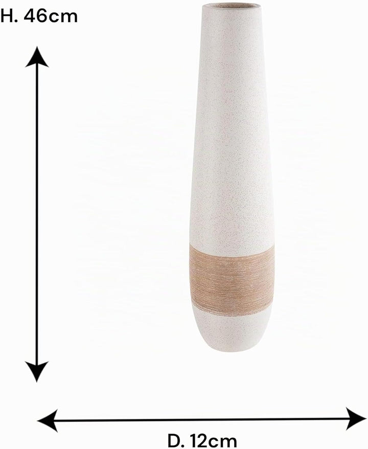 Gilde Deko grosse Vase XL Bodenvase aus Keramik - Deko Wohnzimmer - Farbe: Braun Creme Höhe 46 cm