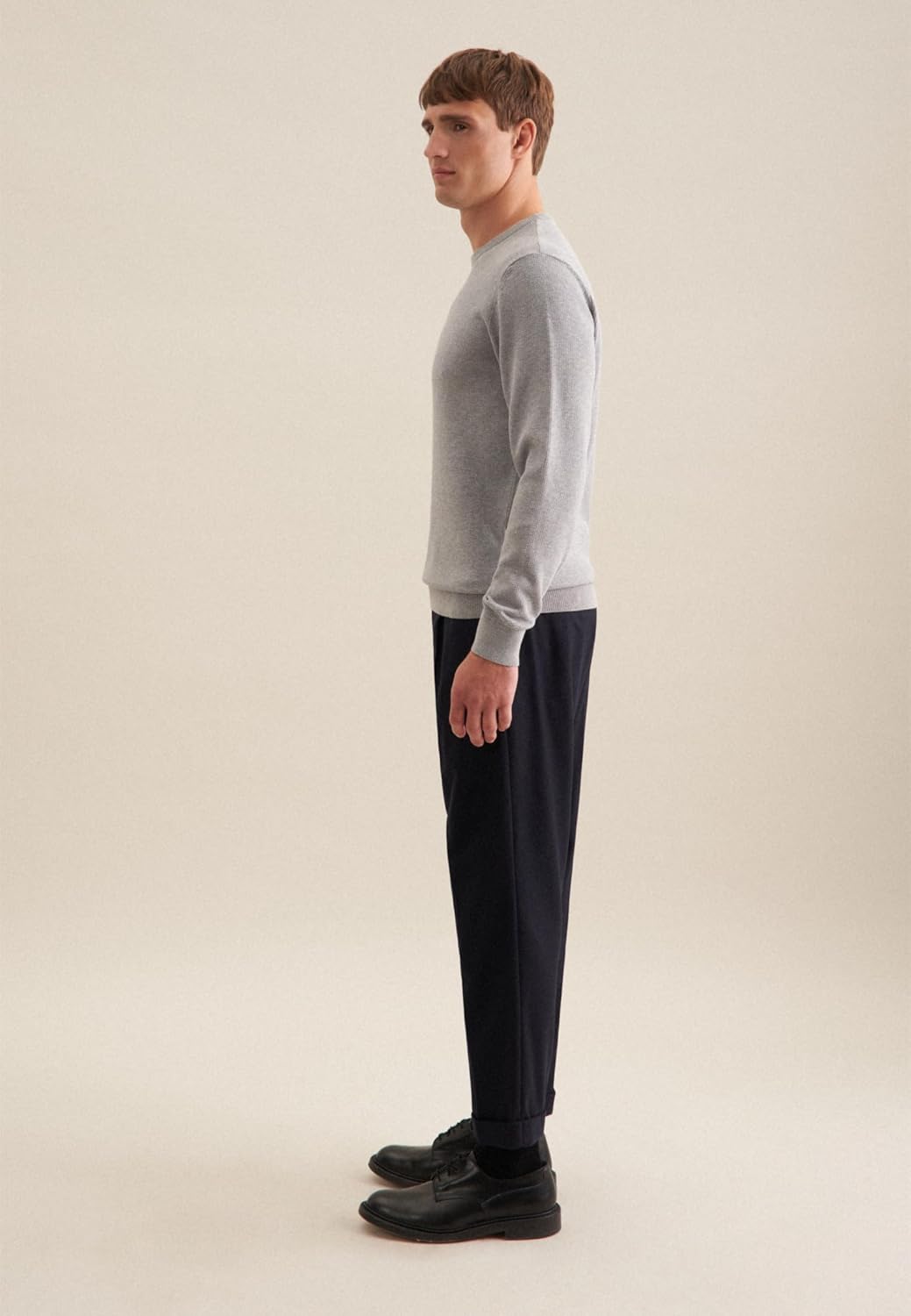 Seidensticker Herren Pullover - Regular Fit - Rundhalsausschnitt - Langarm - 100% Baumwolle S Grau M