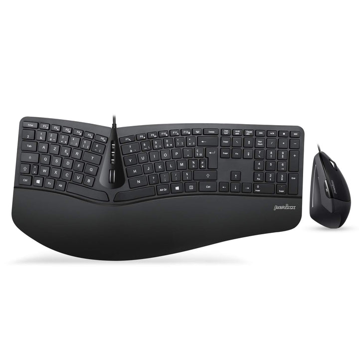 Perixx Periduo-505, ergonomisch, Tastatur und Maus, kabelgebunden, USB, für Windows – Vertikale Maus