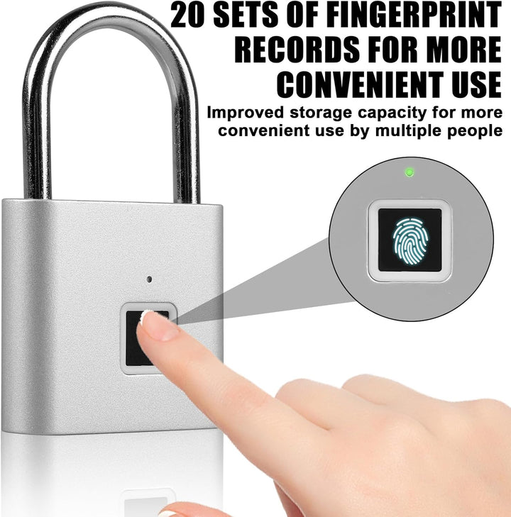 2 Stück Fingerabdruck Schloss, Biometrisch, Vorhängeschloss, Smart Schloss Wasserdicht, USB-Aufladun