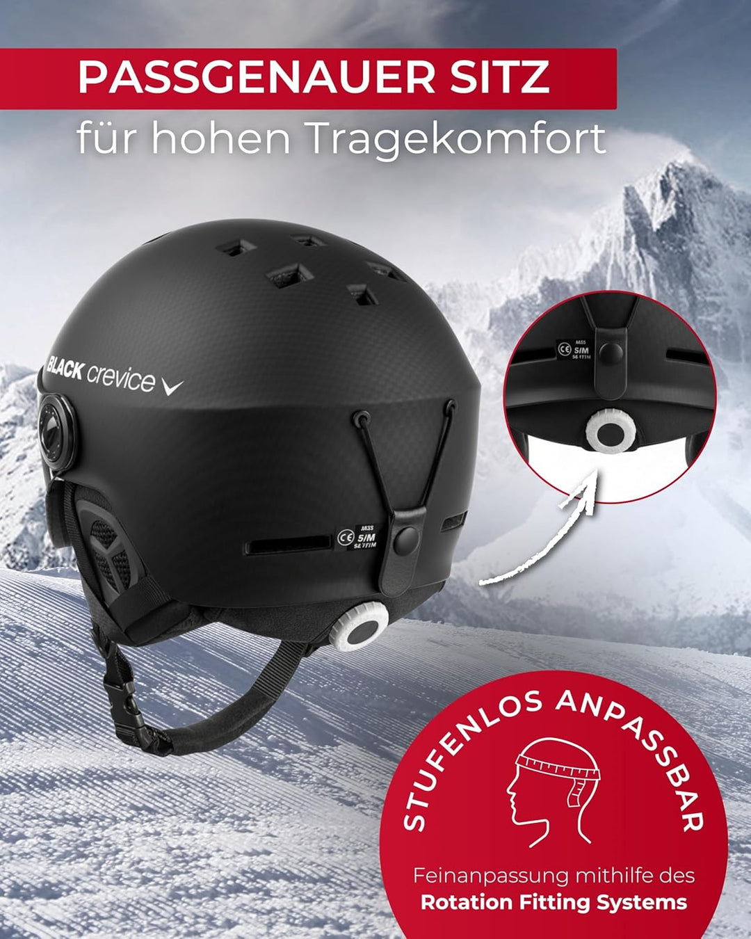 Black Crevice Skihelm Arlberg mit 2 Visier S/M (54-57) Schwarz, S/M (54-57) Schwarz