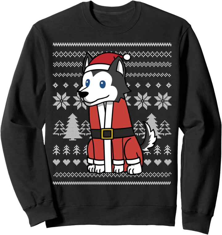 Cartoon Husky Lustiger Hund Weihnachten Geschenk Sweatshirt