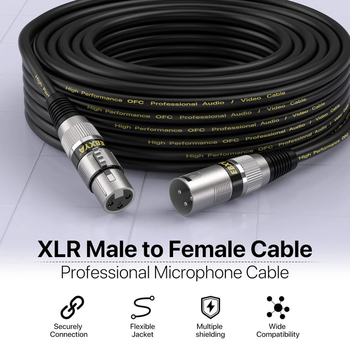 EBXYA XLR-Kabel Mikrofonkabel 1 m/3 Fuss, 10er-Pack, Mic-Patch-Farbkabel – Stecker auf Buchse, XLR-B