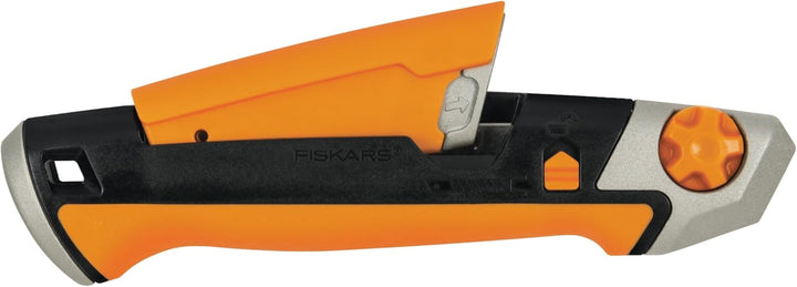Fiskars Cuttermesser, Länge 16,5 cm, Inklusive Klinge (18mm), Rostfreier Stahl/Kunststoff, Schwarz/O