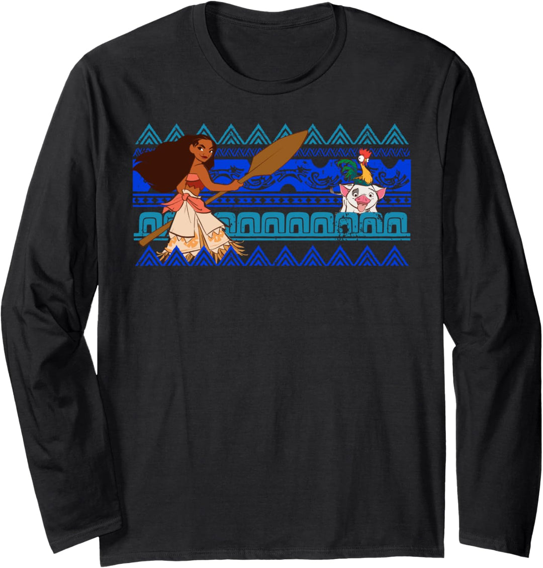 Disney Moana Hei Hei Pua Geometric Lines Langarmshirt