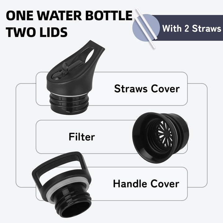 Trinkflasche Edelstahl, Wasserflasche 750ml, BPA-Frei, Thermosflasche mit Strohhalm, Isolierflasche