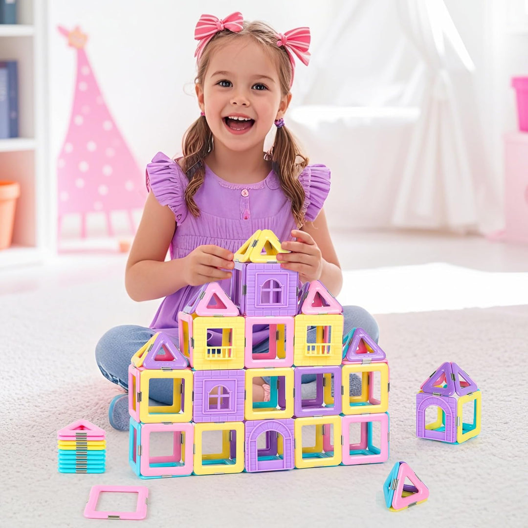MilliGlee Magnetbausteine - 102 Teile Magnete Spielzeug für Kinder mit Aufbewahrungstasche Magnete K
