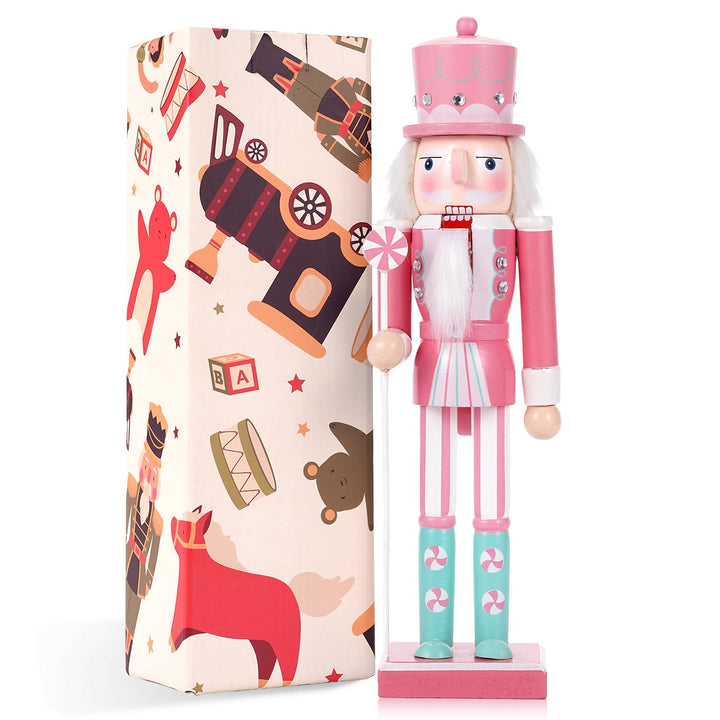 Nussknacker Figur,30CM Nussknacker Weihnachten Dekorationen,Massivholz Handwerk Deko Geschenkstücke,
