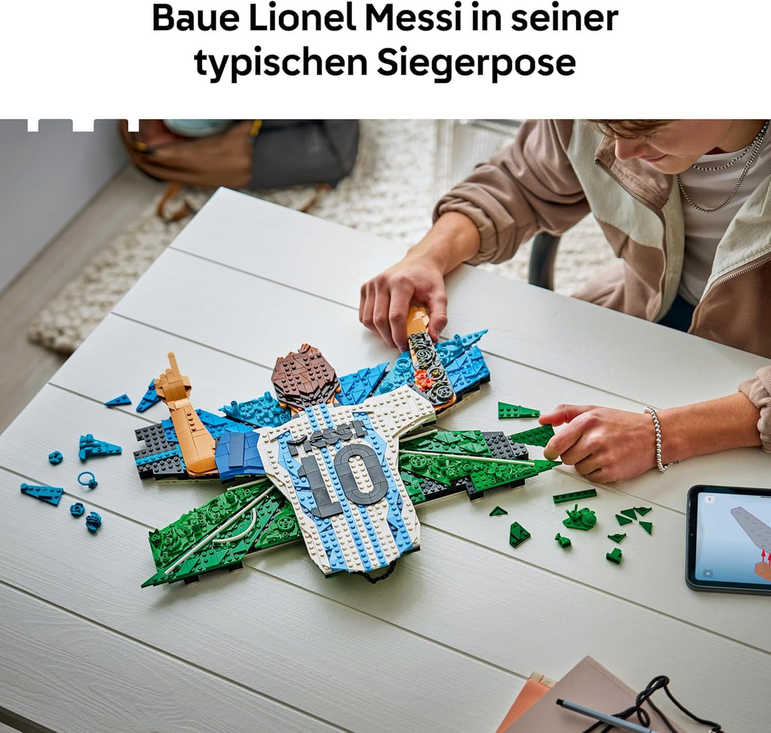 LEGO Editions Lionel Messi – Torjubel - 3D DIY Wandbild Set - DIY Deko für Kinder - Fussball Geschen