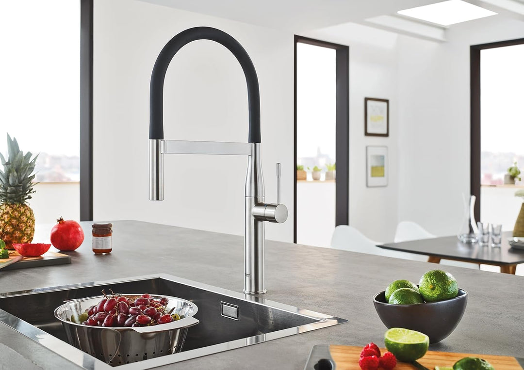 GROHE 30295000 Essence Semi-Pro Einhand-Küchenspüle Wasserhahn mit herausziehbarem Sprühkopf, Messin