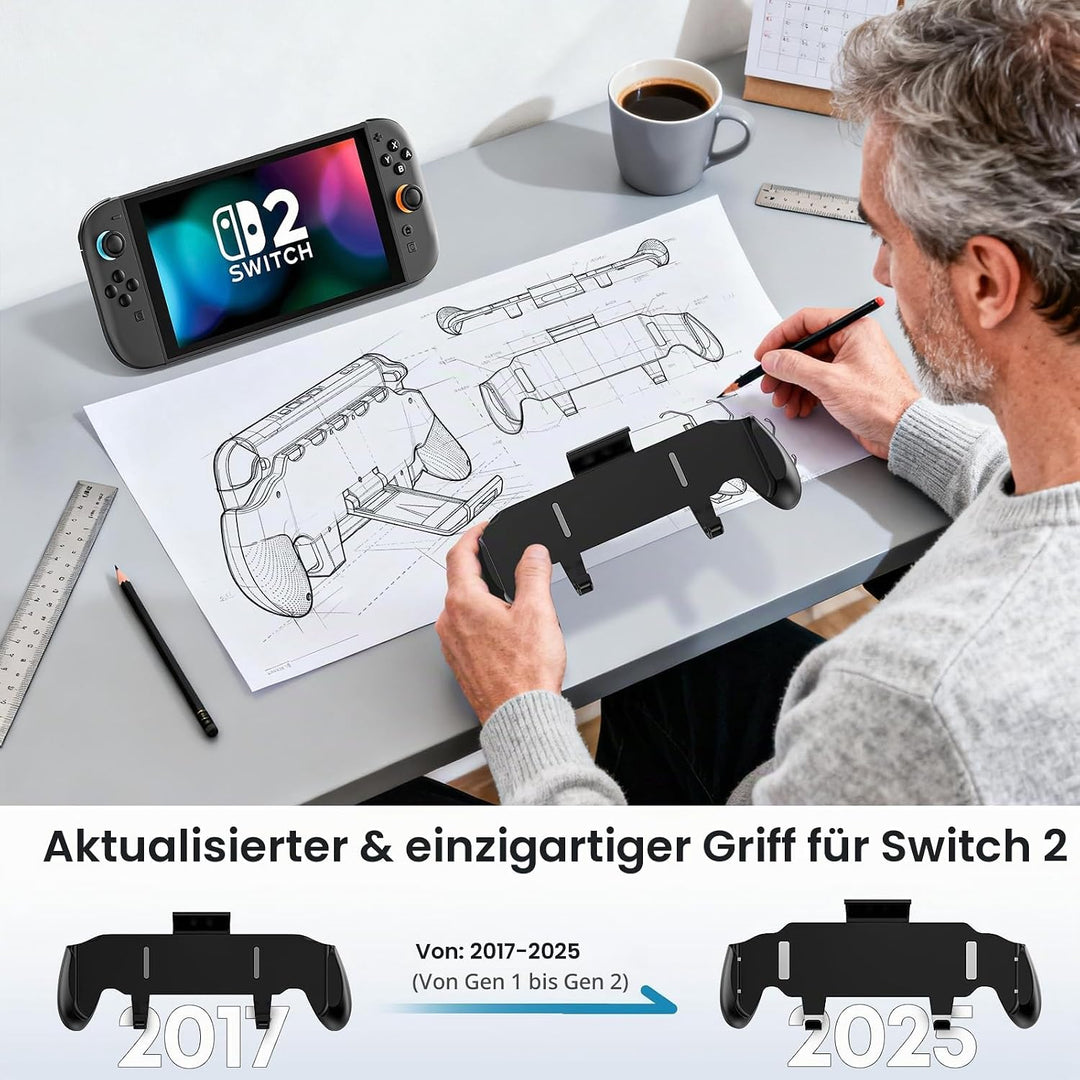 OIVO Switch 2 Grip Case mit verstellbarem Ständer, Ergonomischer Switch 2 Griff kompatibel mit Ninte