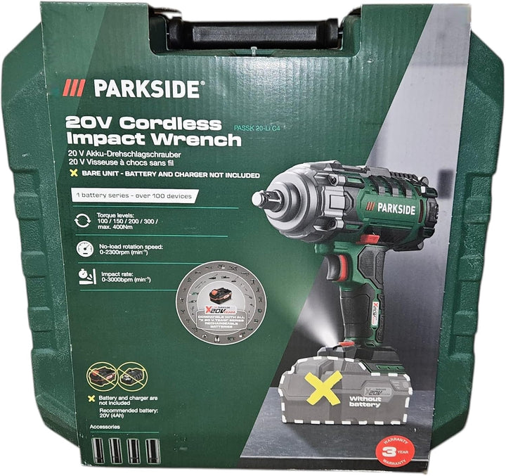 Akku-Drehschlagschrauber PASSK 20-Li X20V für KFZ, 400 NM, integrierte LED-Arbeitsleuchte (ohne Akku